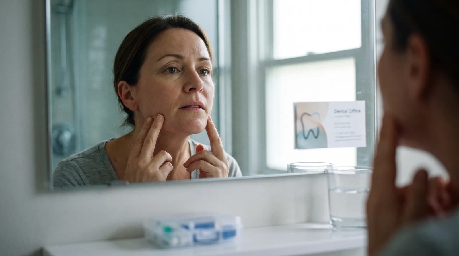 Dentist checking the gums around an implant for signs of dental implant failure